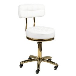 Taburete cosmético dorado am-961 blanco Taburete cosmético dorado am-961 blanco