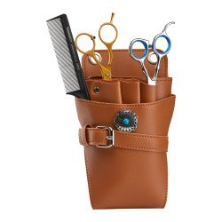 CINTURÓN PARA TIJERAS DE PELO T14 MARRÓN