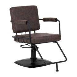 Silla de peluquería Gabbiano Katania Loft Cuero Viejo marrón oscuro Silla de peluquería Gabbiano Katania Loft Cuero Viejo marrón oscuro