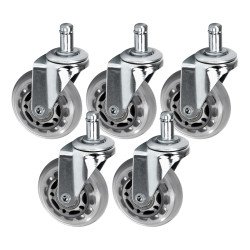 Juego de 5 piezas de ruedas para taburete Roll Speed silver de presión.