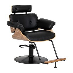 Hairdressing chair Gabbiano Florencja in black and walnut with a black base Hairdressing chair Gabbiano Florencja in black and walnut with a black base