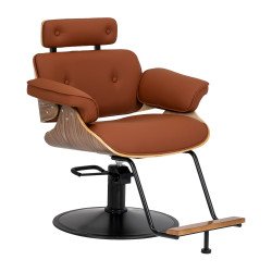 Hairdressing chair Gabbiano Florencja in brown with a black base Hairdressing chair Gabbiano Florencja in brown with a black base